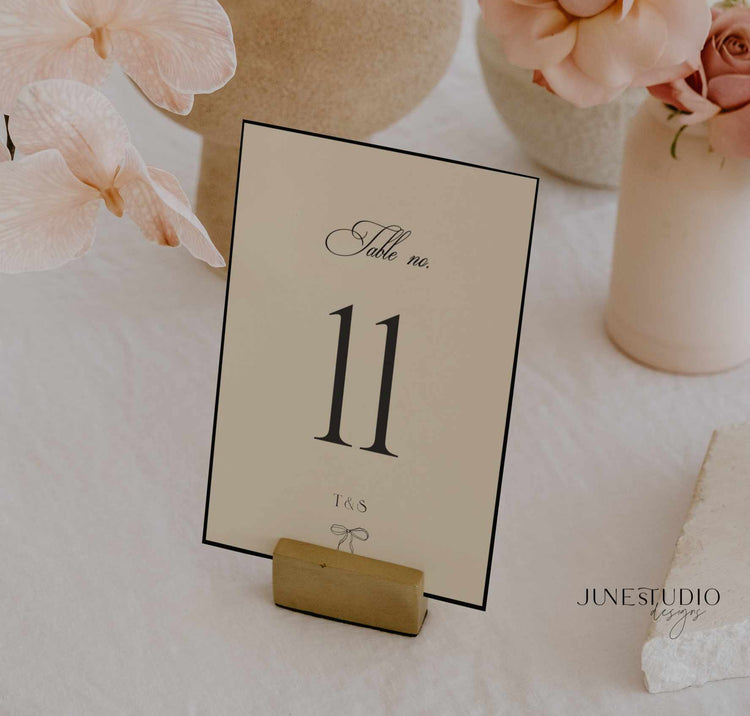 modern vintage wedding table number template, old money aesthetic wedding, digital template, editable illustrated table number card