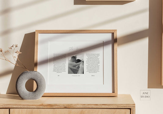 Minimalist Horizontal Wedding Vows Art With Photo Template