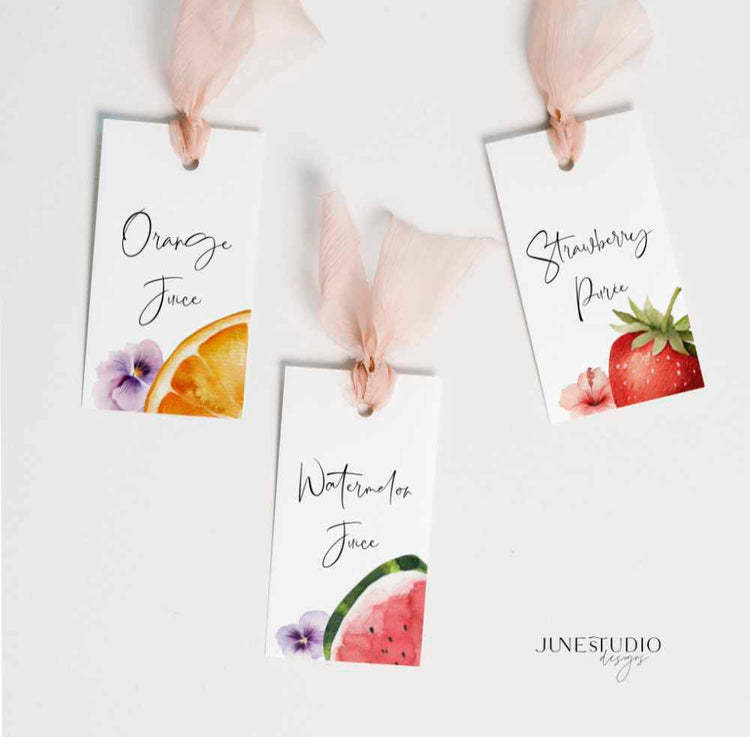 Bow Mimosa Bar Sign + Juice Tags Templates