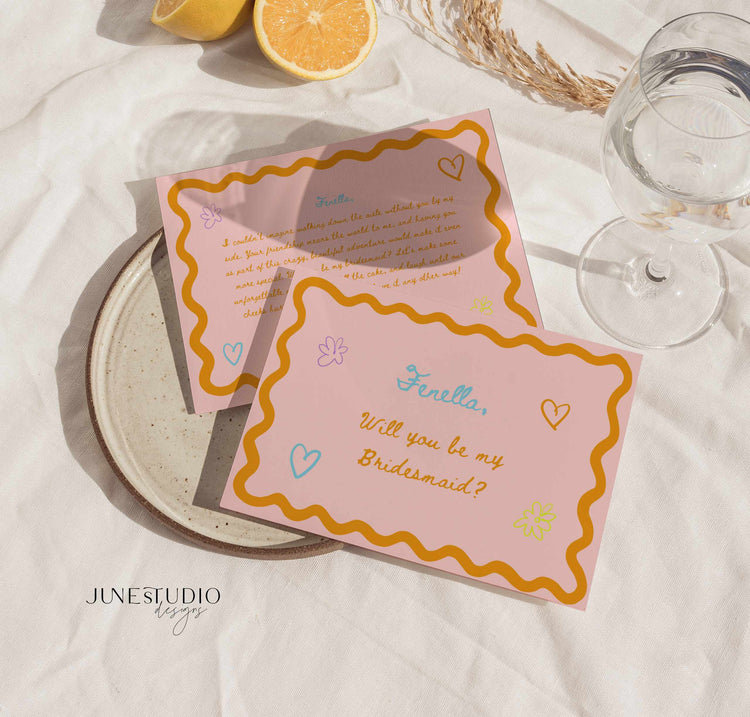 Wavy Bridesmaid Proposal Cards