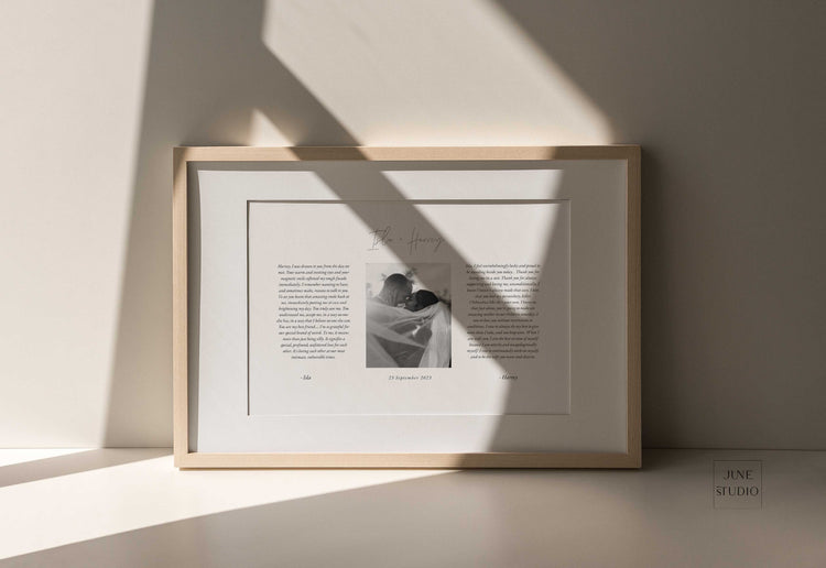 Minimalist Horizontal Wedding Vows Art With Photo Template