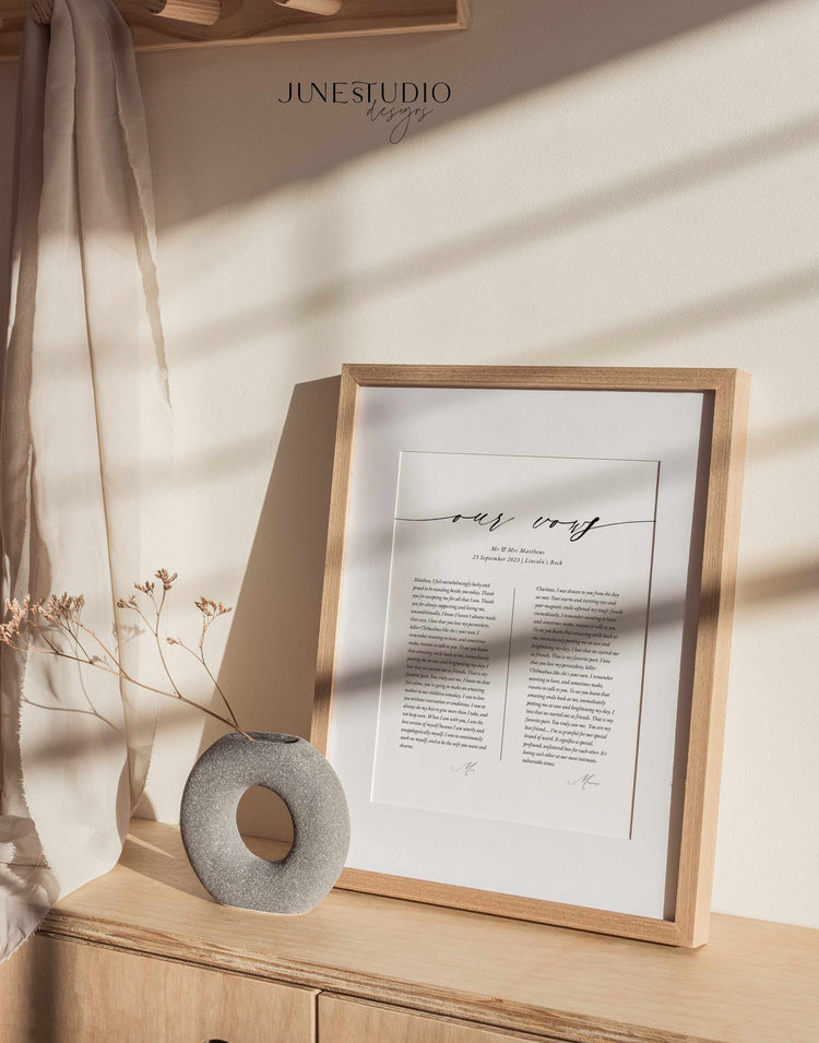 Portrait Wedding Vows Art Vows Keepsake Template