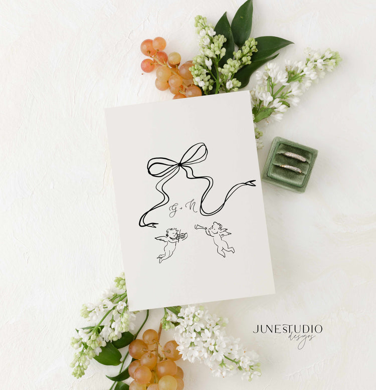 French Vintage Inspired Wedding Invitation Suite Template