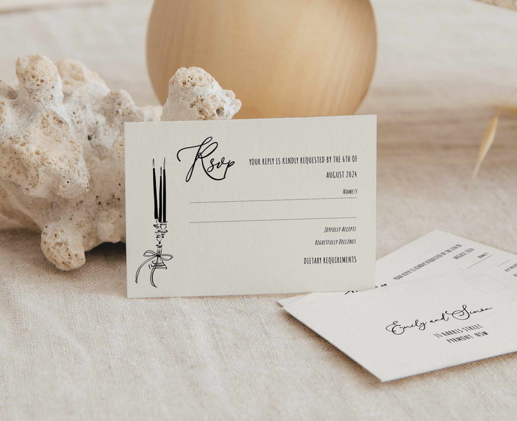 French Vintage Inspired Wedding Invitation Suite Template