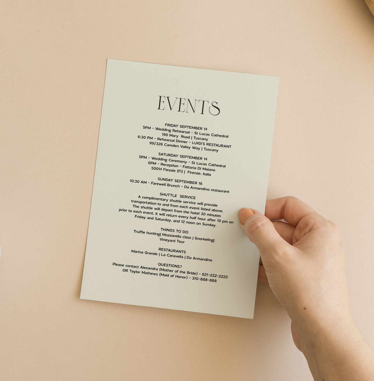 Old Money Wedding Weekend Welcome Card Template