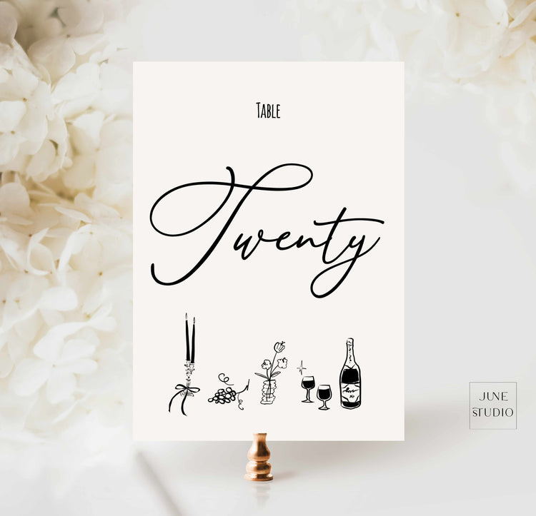 Hand drawn Table Number