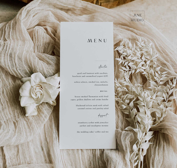 Minimalist Menu Card Template