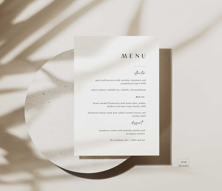 Minimalist Menu Card Template