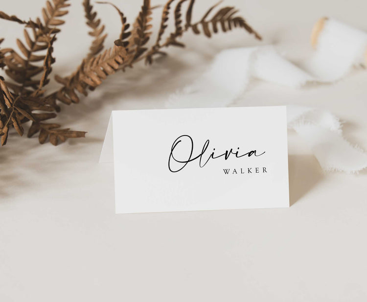 Modern Script Wedding Place Card Template | Eliza