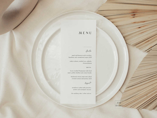 Minimalist Menu Card Template