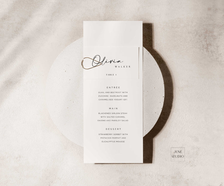 Modern Script Wedding Place Card Template | Eliza