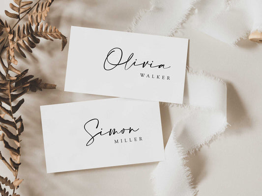 Modern Script Wedding Place Card Template | Eliza