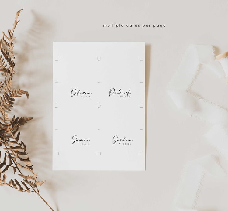 Modern Script Wedding Place Card Template | Eliza