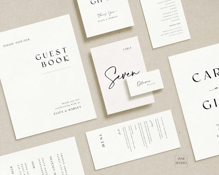 Modern Script Wedding Place Card Template | Eliza