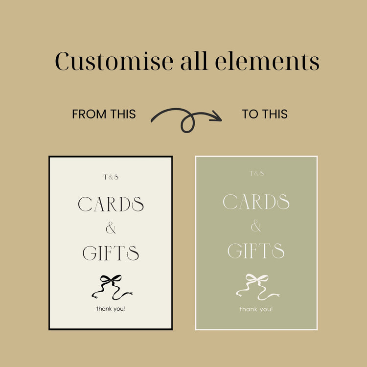 Old Money Wedding Cards and Gifts Sign Template