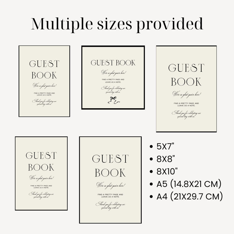 Old Money Wedding Guest Book Sign Template