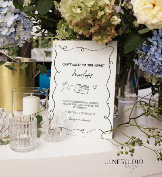 Hand drawn Disposable Camera Sign Template