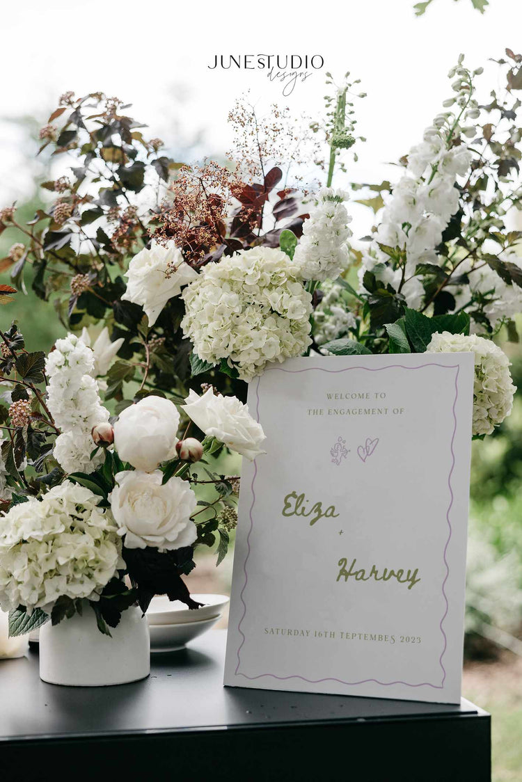 Whimsical Sage Green Engagement Welcome Sign Template