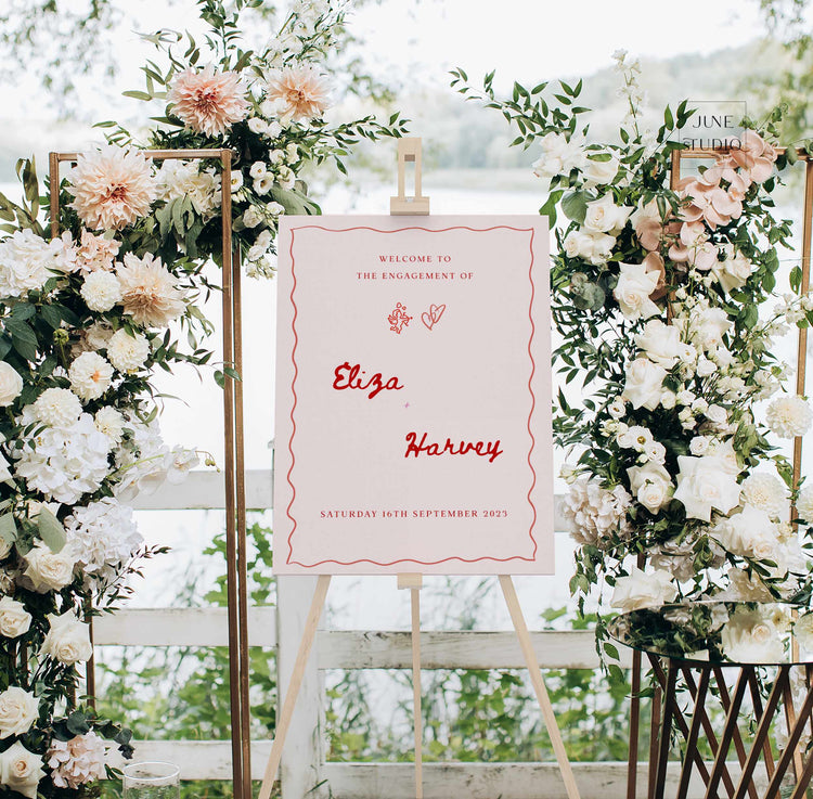 Whimsical Sage Green Engagement Welcome Sign Template