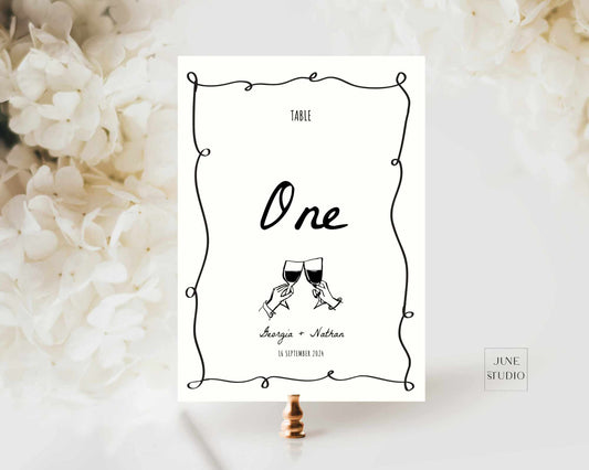 Hand drawn Table Number