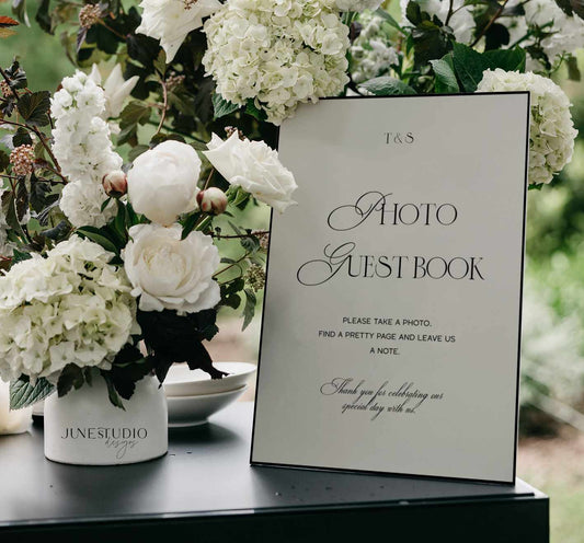Old Money Wedding Photo Guest Book Sign Template